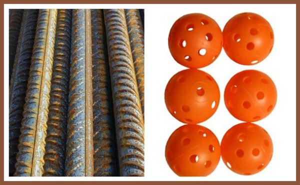 Rebar and plastic golf balls
