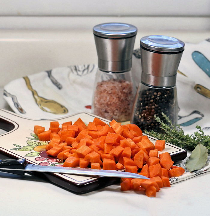 chopped carrots and seasonings