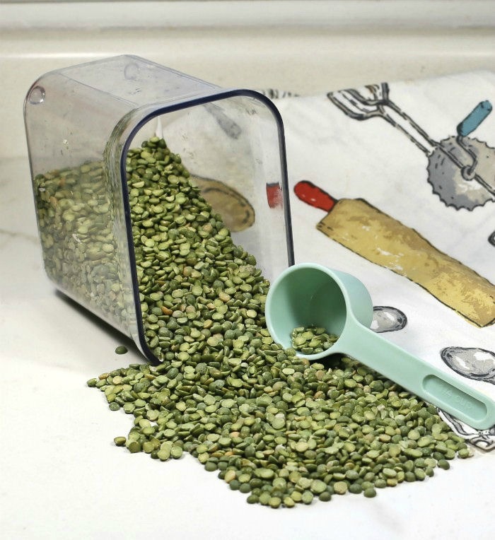 container of dried split peas