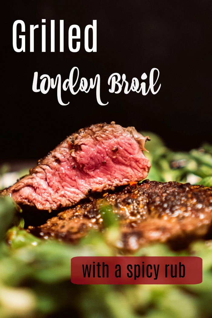 Grilled London Broil with a spicy rub and red wine marinade