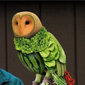 food art carving of an owl