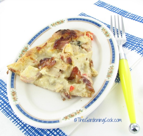 chicken bacon alfredo pizza