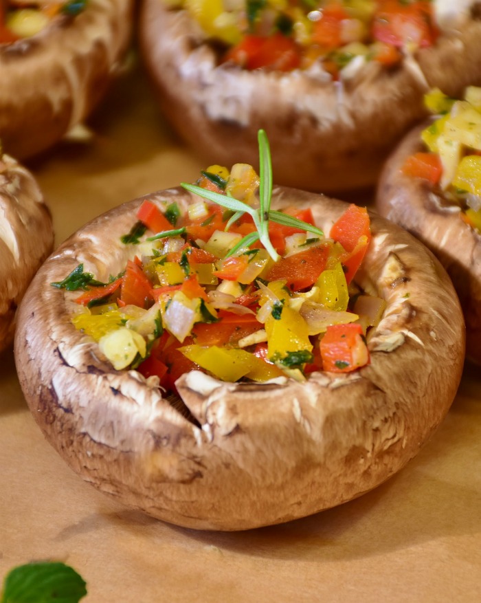 Mushrooms stuffed with vegetables