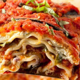 Serving of Italian lasagne with vegan options