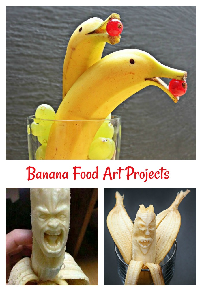Banana Food art projects and banana carving.