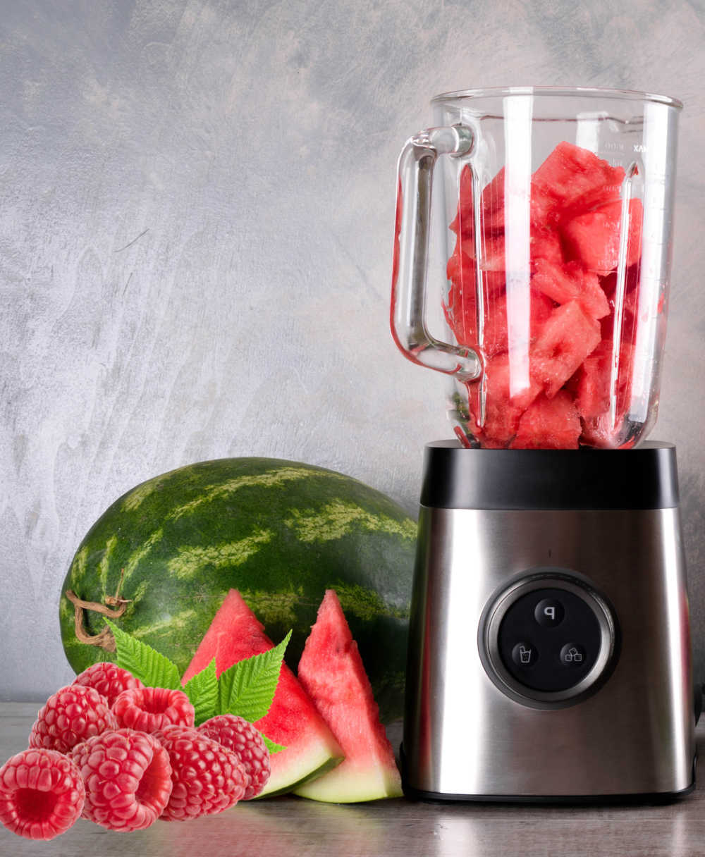 Blending watermelon and raspberries