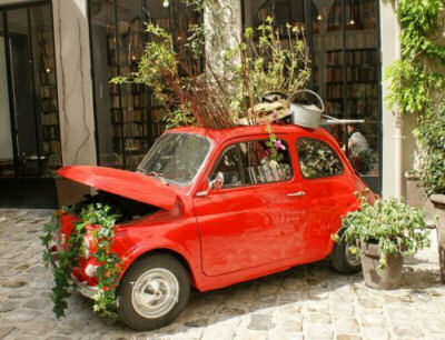 Fiat 500 makes a great car planter!