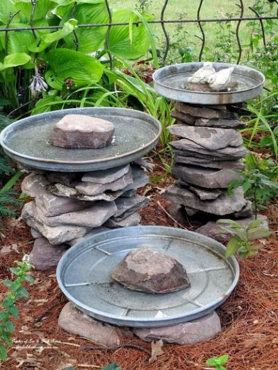 Stone Stacked Bird Bath from ourfairfieldhomeandgarden.com