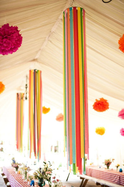 Easy DIY crepe paper chandelier