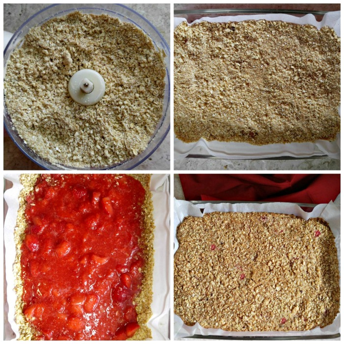 Making strawberry oatmeal bars