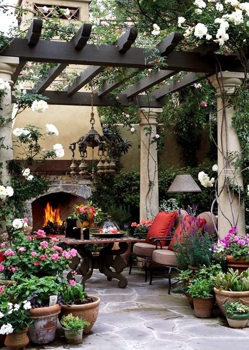 patio with potted plants