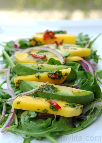 Avocado Mango and Arugula Salad