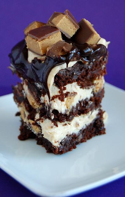 Peanut butter cup brownie torte