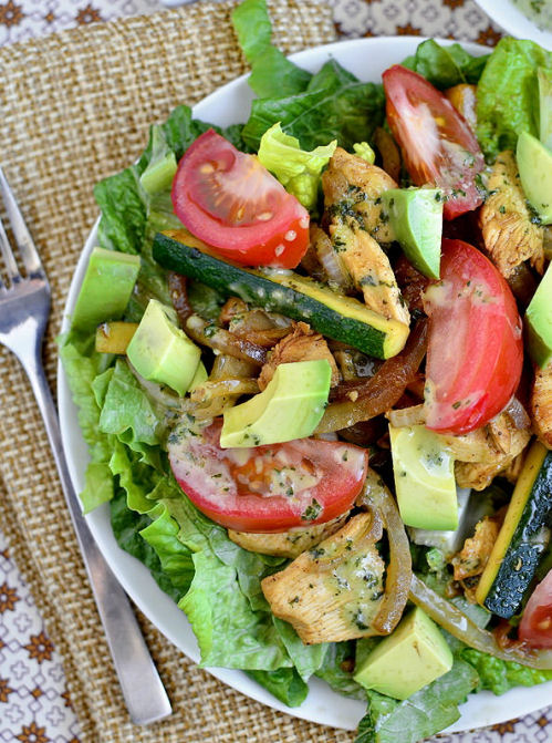 Chicken Fajita Sizzling Salad with Cilantro-Lime Vinaigrette