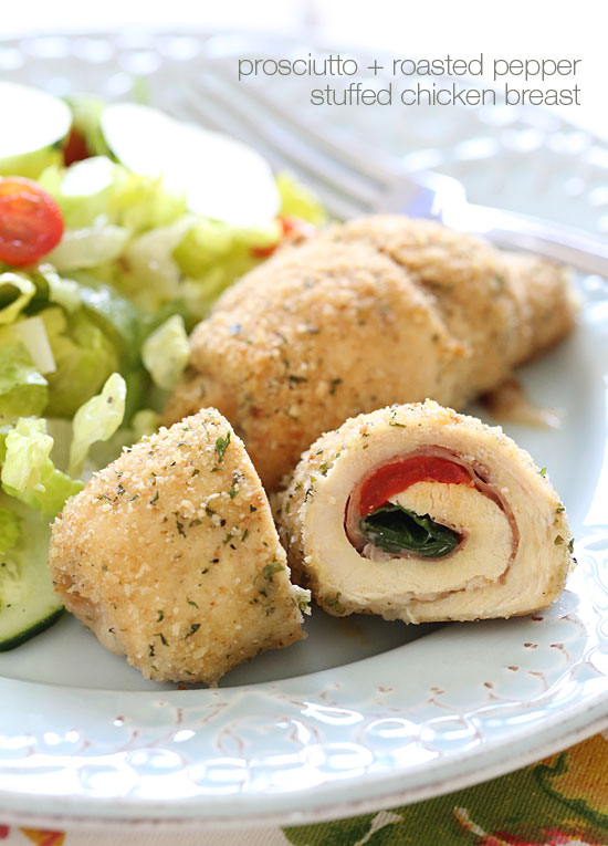Roasted Red Pepper and Prosciutto Stuffed Chicken