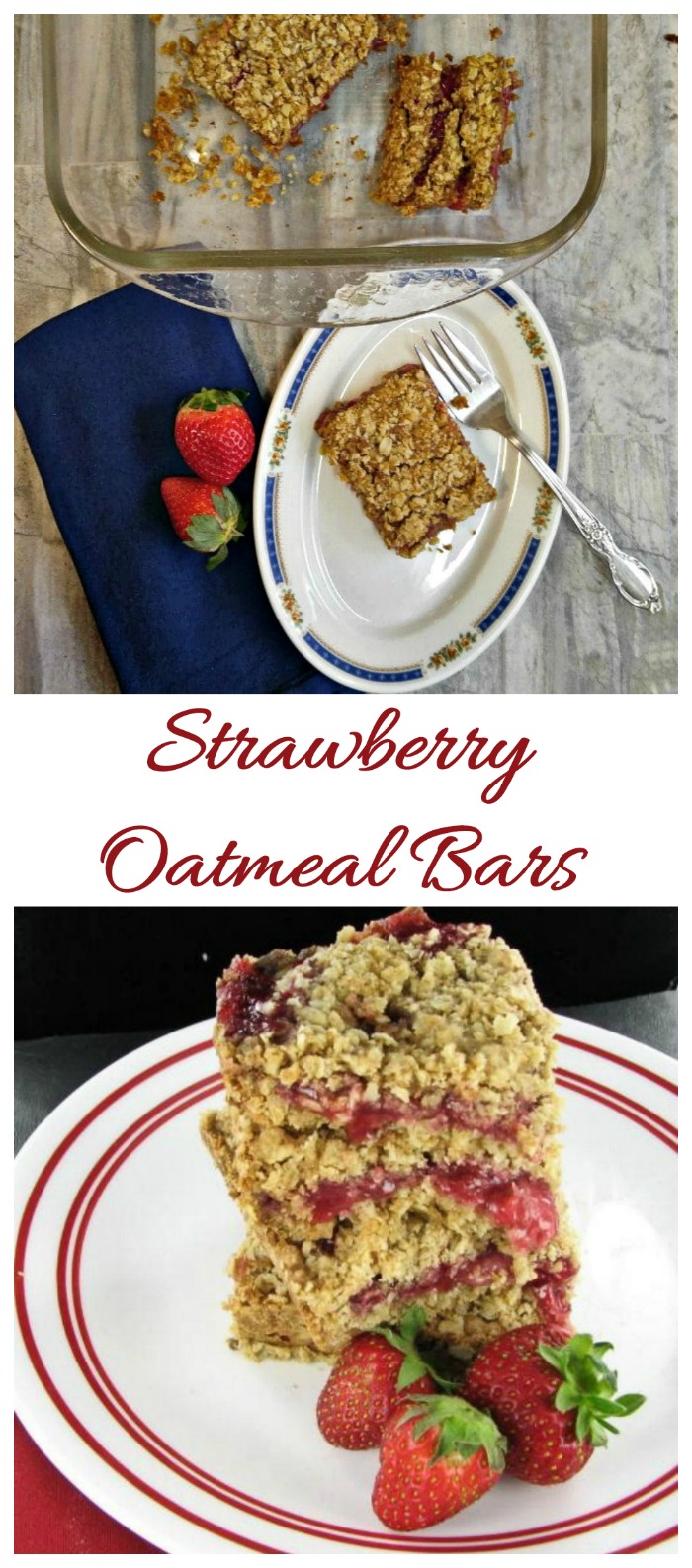 These fresh strawberry oatmeal bars have a buttery crust and topping and delicious sweet strawberry filling.