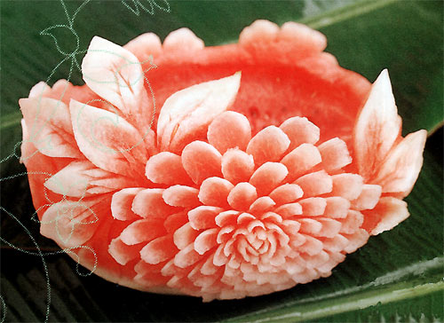  elaborate carved watermelon bowl