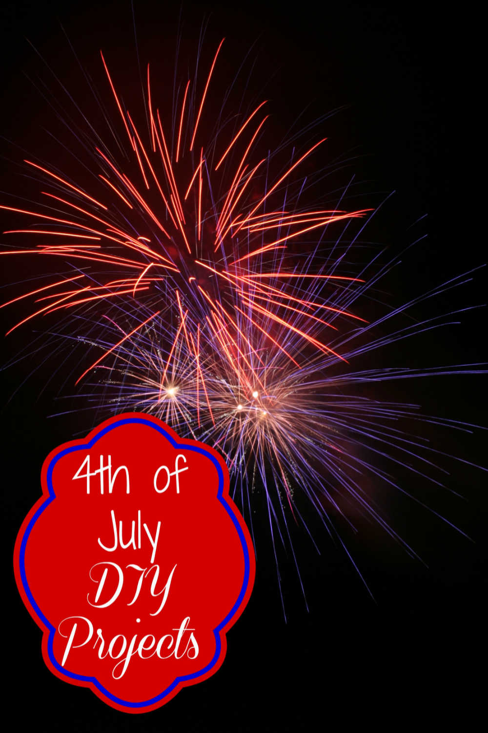 Fireworks in a dark sky with words 
