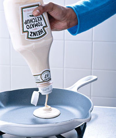 Ketchup bottle as a pancake dispenser