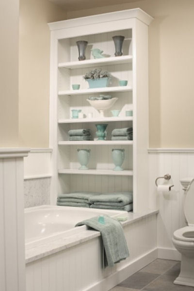 End of tub shelf