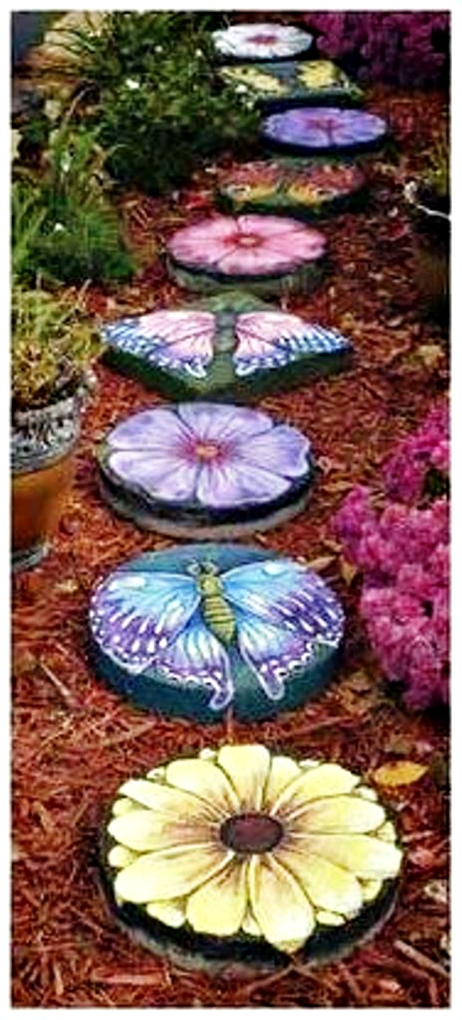 Butterfly garden stones from Lin Wellford