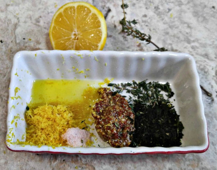Preparing the lemon mustard rub