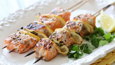Grilled Salmon Kebabs