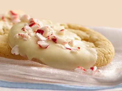 Sugar cookies with a peppermint crunch topping