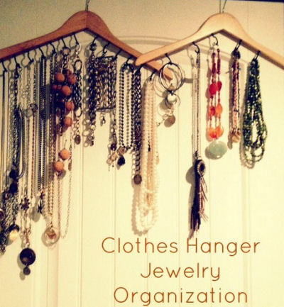 Wooden Clothes Hangers as Jewelry Organizers