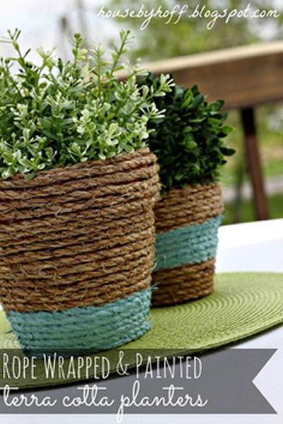 Rope Wrapped Terra Cotta planters