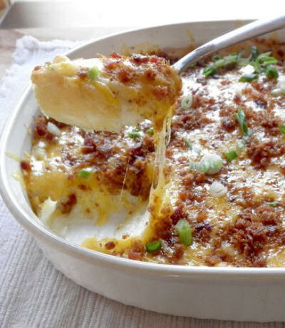 Twice-Baked Potatoes in a Dish and Potato Skins 