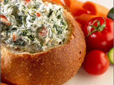 Spinach Dip in a bread bowl