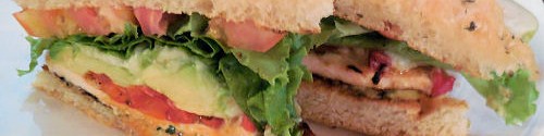 Focaccia Chicken Sandwich with Avocado and Red Peppers