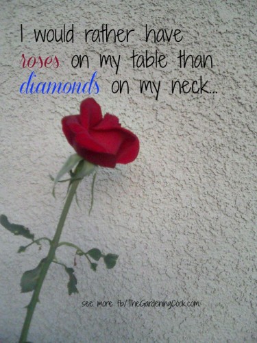 I would rather have roses on my tables than Diamonds on my neck