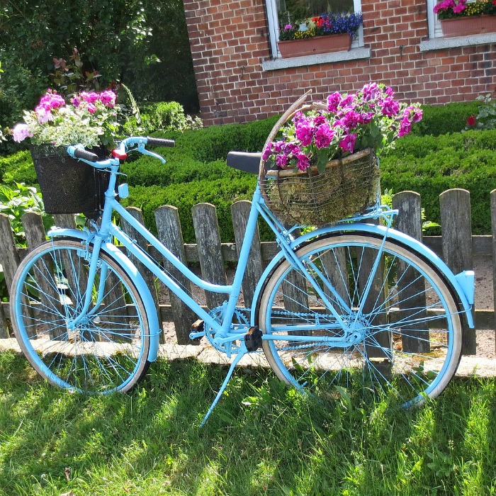Blue bicycle planter Baby Blue Bicycle Planter