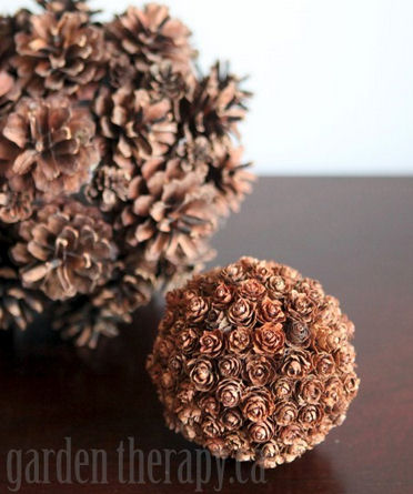 Pine cone spheres from gardentherapy.ca