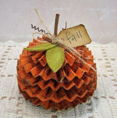 Folded paper DIY Fall pumpkin Decor project from scrapbookexpo.com
