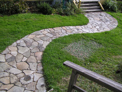 Curved Garden stone pathway