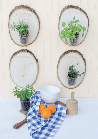 Herb Gardens on wood plaques make a great decoration.