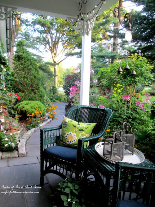 Porch with area for morning coffee.
