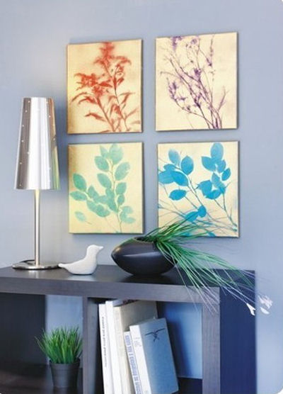 Spray paint DIY leaf art