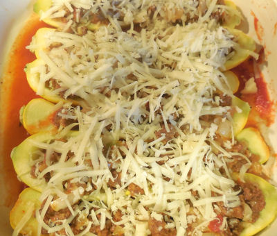 shells topped with cheese.