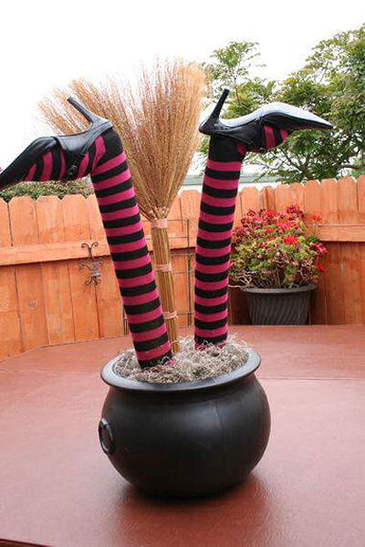 Wicked Witch Legs made with Pool noodles.
