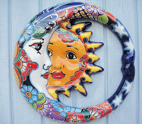 Mexican hand painted pottery garden face