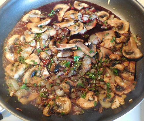 mushrooms and wine