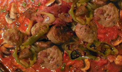 peppers and sausages in sauce