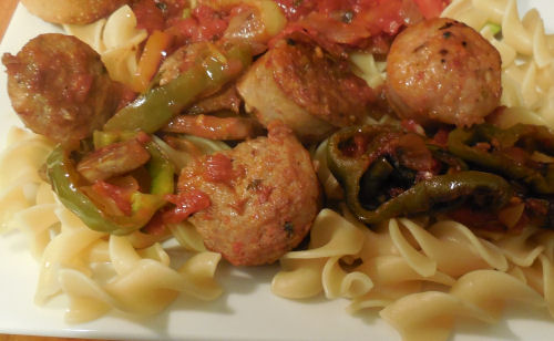 Italian sausages and pepper