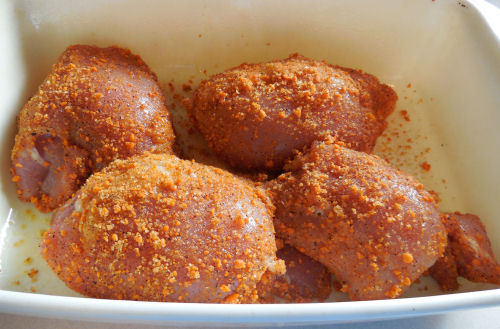 coated chicken thighs