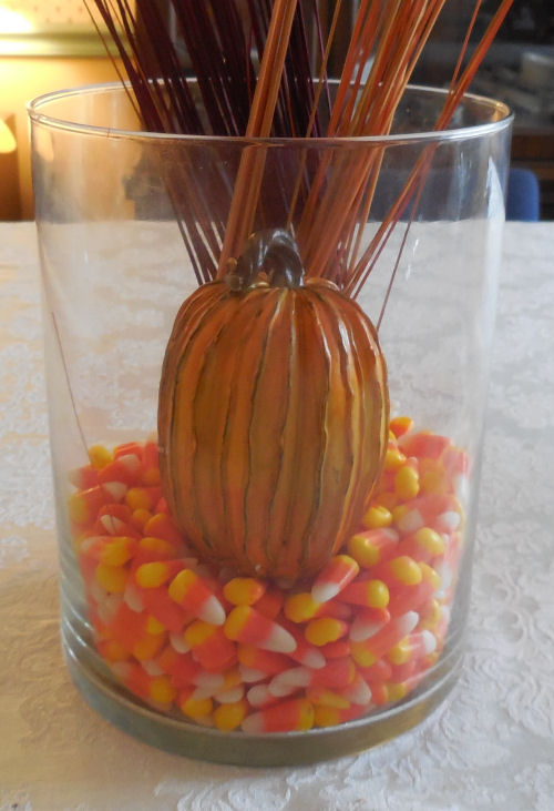 candy corn and pumpkin layer