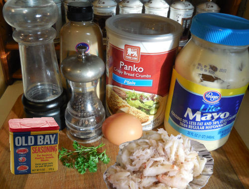 Ingredients for crab cakes
